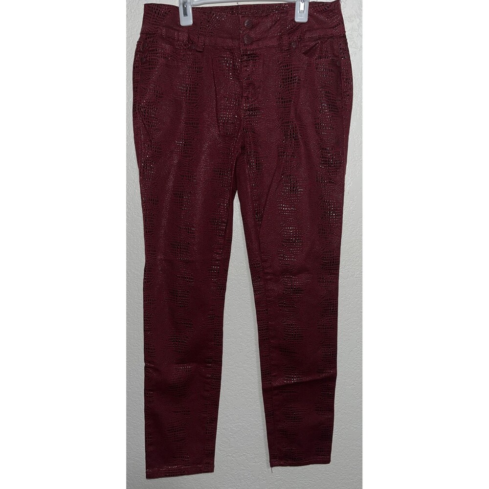 Clash Jeans USA Gator Embossed Pants junior Women Sz 13 Burgundy